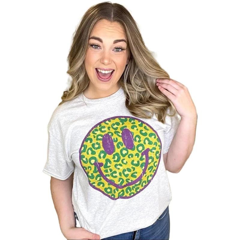 Mardi Gras Smiley T-Shirt Hoodie, Sweatshirt | GrindPrints.com
