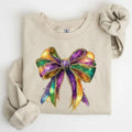 Mardi Gras, Bow, Coquette, Carnival, Fleur de Lis, Fat Tuesday, Parade Sweatshirt, Crew Neck, Women's, Crewneck T-Shirts,...