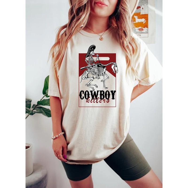 Marlboro Cowboy Killer Graphic Tee - Casual Womenswear Design, Vintage Rodeo T-Shirt Style, Lightweight Cotton for Women...