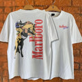 Marlboro Cowboy Wild West T-Shirt Vintage Country Music Shirt Cotton Boho Shirt Rodeo Shirt 2 Sides Available in White...