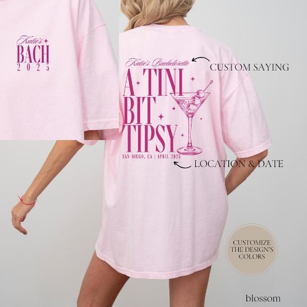 Martini Bachelorette Comfort Color Shirt, Custom Cocktail Shirt, Martini Bachelorette Theme, Tini Bit Engaged, Trendy...