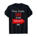 Matching Christmas Outfit For Couples She's The Naughty One T-Shirt Made in USA Hoodie, Sweatshirt | GrindPrints.com