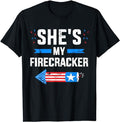 Matching Couple Shirts, She's My Firecracker Matching Partner For 4th Of July Couple T-Shirt Casual Cotton Fashion...