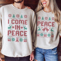 Matching Couples Ugly Christmas Sweater, Matching 'i Come In Peace' Xmas Sweatshirt, Holiday Party Humor, Funny Christmas...