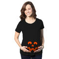 Maternity Cartoon Eyes Pumpkin Face T Shirt Halloween Fall October Pregnancy Tee Funny Graphic Maternity Tee Cute...