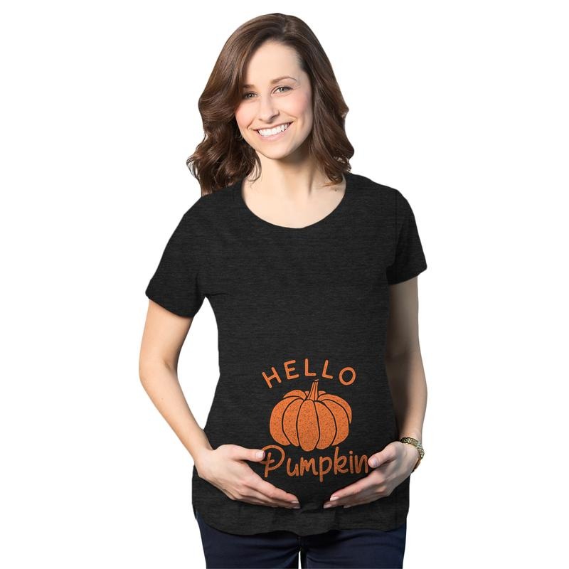 Maternity Hello Pumpkin T Shirt Funny Pregnancy Halloween Fall Autumn Lover Graphic Tee Funny Graphic Maternity Tee Cute...