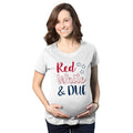 Maternity Red White and Due Pregnancy T Shirt Cute Patriotic Baby Tee for Baby Bump Funny Graphic Maternity Tee Cute...