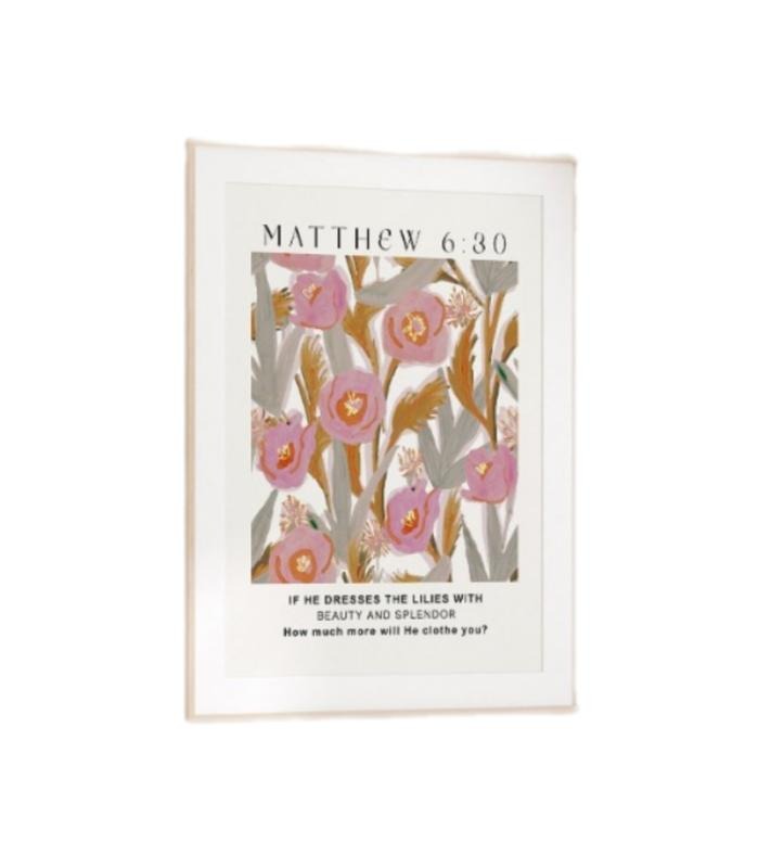 Matthew 6 Floral Pattern Art Wall Poster, Christian Home Decor, Christian Poster, Gifts For Christian Her Wall Art Decor,...