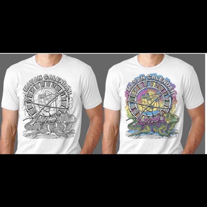 Mayan calendar changing colors White Cotton T-Shirts, Hoodie, Sweatshirt | GrindPrints.com