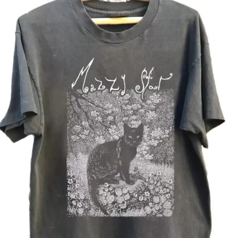 Mazzy Star Cat T-Shirt, 90s Alternative Rock Shirt, Hope Sandoval, Music, Unisex Tee Top Hoodie, Sweatshirt | GrindPrints.com