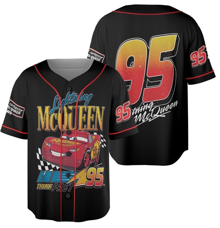 Mcquen Baseball Jersey, Lightning Mcqueen Shirt,Cars Shirt, Lightning Mcquen Car Shirt, Cars Birthday Boy Shirt Hoodie,...