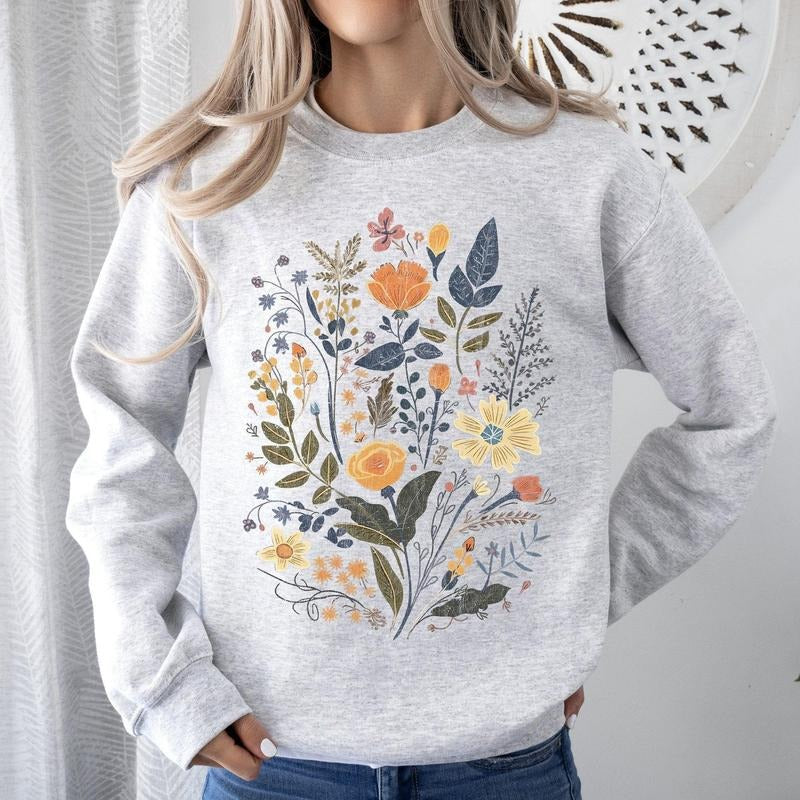 Meadow Magic Soft Floral Print Sweatshirt T-Shirts, Hoodie | GrindPrints.com