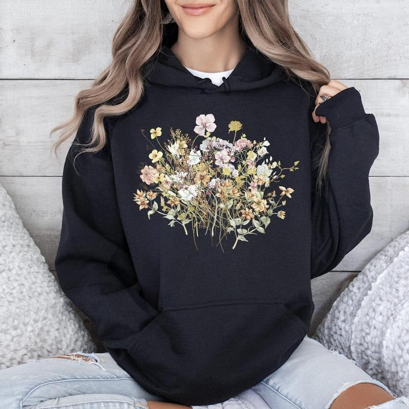 Meadow, Pressed Flowers Hoodie T-Shirts, Sweatshirt | GrindPrints.com
