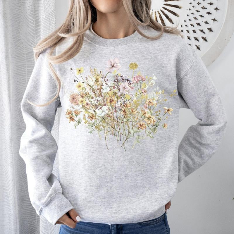 Meadow, Pressed Flowers Sweatshirt T-Shirts, Hoodie | GrindPrints.com