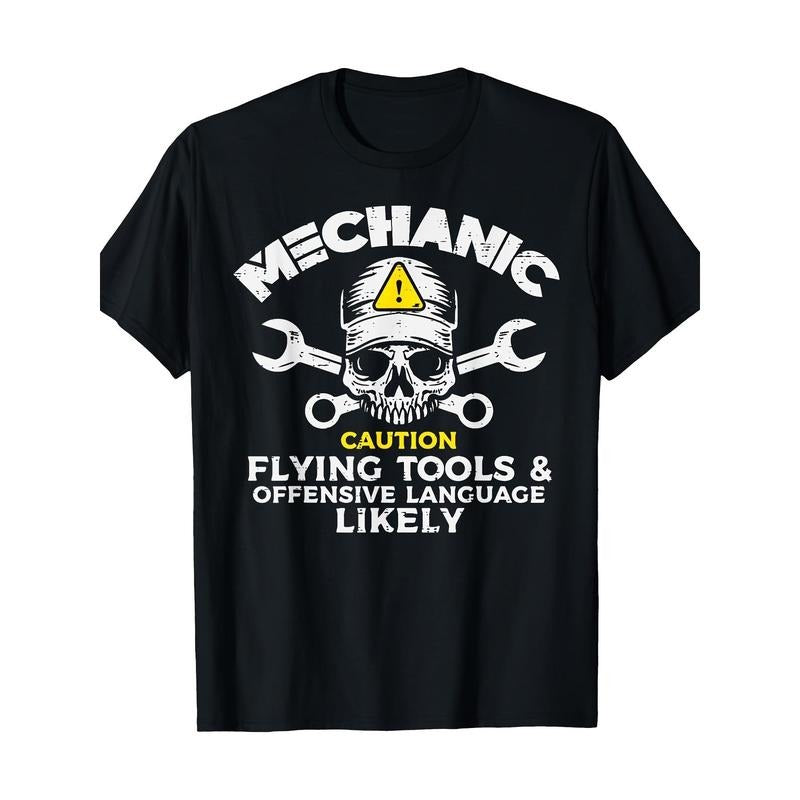 Mechanic Flying Tool wrench Funny Car Car Garage Man Dad T-shirt- 220g made in usa Hoodie, Sweatshirt | GrindPrints.com