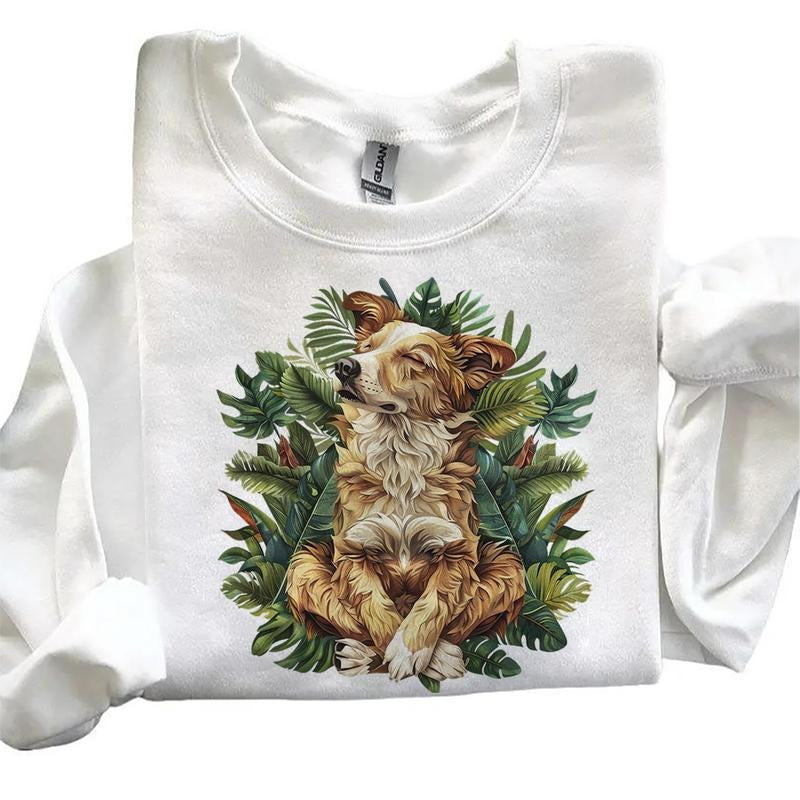 Meditating Dog Retro Sweatshirts Hoodie 4th of July Cute T-shirt Hunting Season Unisex Cotton Womenswear | GrindPrints.com