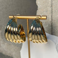 Medium Chunky Twisted Ribbed Hoop Earrings - Gold-Tone Fashion Accessory for Stylish Looks T-Shirts, Hoodie, Sweatshirt