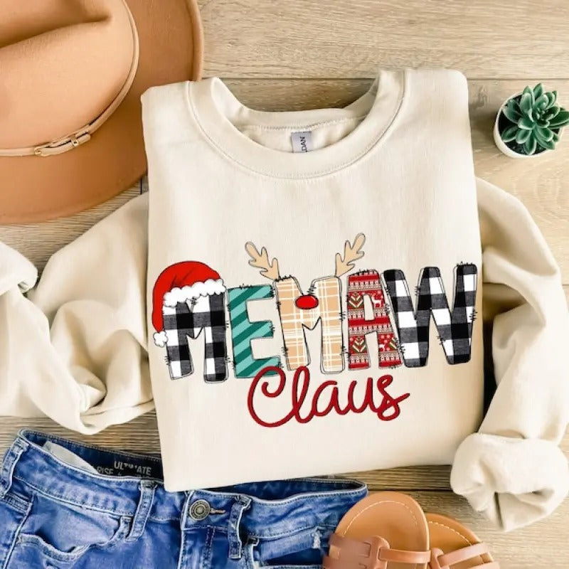 Memaw Claus Sweatshirt, Memaw Christmas Shirt, Memaw Claus Shirt, Grandma Christmas Shirt, Grandma Christmas Gift, Xmas...