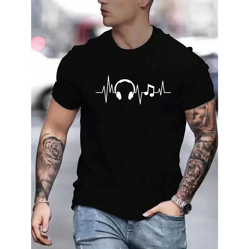 Men Headphone Print T-shirt For Spring And Summer Made in USA Hoodie, Sweatshirt | GrindPrints.com