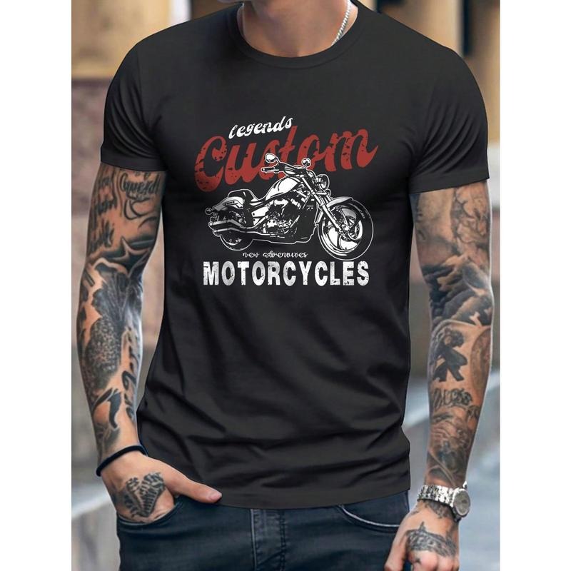 Men Motorcycle & Letter Graphic Tee Made in USA Hoodie, Sweatshirt | GrindPrints.com