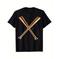 Men'S 100% Cotton Knit Fabric T-Shirt with Crossed Baseball Bats Print, Regular Fit Crew Neck Top for Casual, Sports, and...