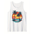 Men'S 180G Sleeveless Beach Palm Print Crew-Neck Tank Top T-Shirts, Hoodie, Sweatshirt | GrindPrints.com
