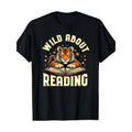 Casual Cotton "Wild About Reading" Tiger Geometric Pattern Round Neck Stretch Fabric Suitable Sports Yoga Running Training Parties All Occasions Made USA T-Shirts, Hoodie, Sweatshirt