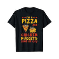 Men'S Casual Cotton T-Shirt with Chicken Nugget & Pizza Print, Round Neck, Regular Fit, Stretch Knit Fabric, All-Season...