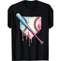 Men'S Casual Cotton T-Shirt with Sporty Baseball Home Plate and Dripping Sprinkles Print, Round Neck, Regular Fit,...