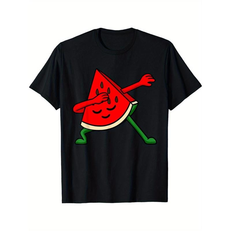 Casual Cotton Watermelon Print Round Neck Stretch Fabric Comfort Fruit Slice Made Usa T-Shirts, Hoodie, Sweatshirt