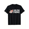 Men'S Cotton T-Shirt with Pig Graphic, Casual Crew Neck, Short Sleeve, Regular Fit, 100% Cotton, with Slight Stretch, for...