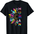 Men'S Human Pride Sunflower Graphic T-Shirt - Cotton Cartoon Pattern