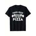 Men'S Pizza Maker Graphic Tee, 100% Cotton Crew Neck T-Shirt, Geometric Pattern, All-Season Casual Pullover, Medium...