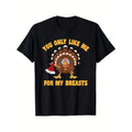 Men'S Thanksgiving Turkey Graphic Tee, 100% Cotton Casual Loose-Fit T-Shirt with Humorous Slogan, Short Sleeve Round...