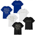 Men's  Regular Fit Jesus Loves You Slogan Print Round Neck Tee, Casual Short Sleeve Crew Neck T-shirt for Summer, Fashion...