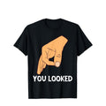 Men's 'You Looked' Finger Gesture Graphic Tee - Soft & Breathable Cotton, Casual Short Sleeve T-Shirt for All Seasons,...