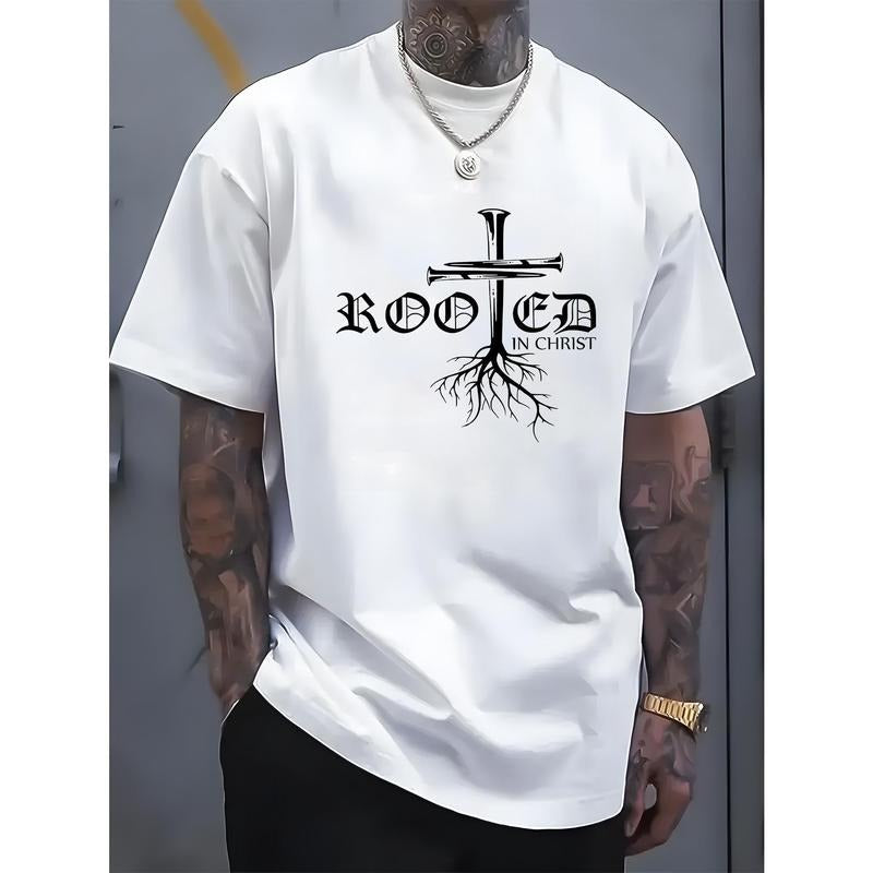 Men's 100% Cotton "Rooted in Christ" Graphic T-Shirt