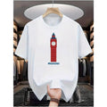Men's 100% Cotton Casual T-Shirt with Iconic Clock Tower Print