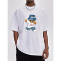 Men's 100% cotton bear graphic print t-shirt, short sleeve crew neck t-shirt, summer outdoor wear for men Menswear Top...