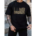 Men's American Flag Print Crew Neck Short Sleeve Casual T-Shirt, Summer Made in USA Hoodie, Sweatshirt | GrindPrints.com