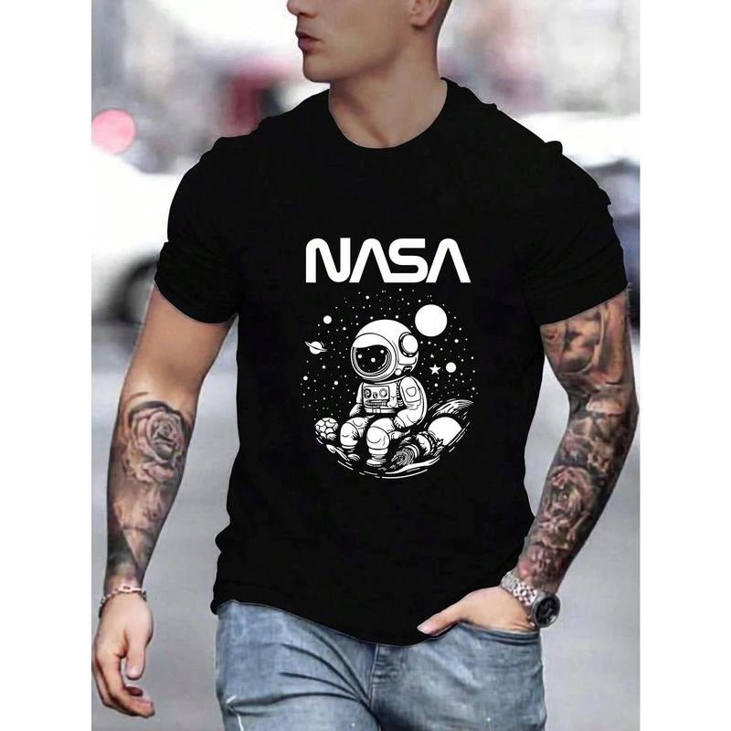Men's Astronaut And Text Printed T-shirt Made in USA Hoodie, Sweatshirt | GrindPrints.com