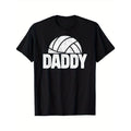 Men's Bohemian Cotton T-Shirt with Volleyball Print - Crew Neck, Short Sleeve, Machine Washable