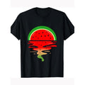 Men's Breathable Cotton T-Shirt with Watermelon Sunset Print - Soft, Sweat-Absorbent & Comfort Fit for Summer made in usa...