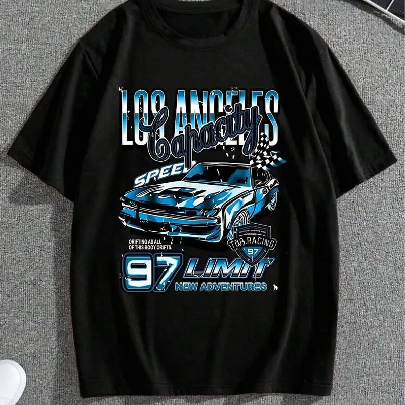 Men's Cartoon Car Graphic Print Round Neck Tee, Streetwear, Men Summer Top T-shirt Hoodie, Sweatshirt | GrindPrints.com