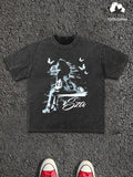 Men's Cartoon Girl Print Wash Tee, Regular Fit Casual Short Sleeve Round Neck T-Shirt for Summer, Men's Top for Daily...