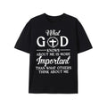 Men's Casual "What God Knows" Print Crew Neck Short Sleeves T-Shirts For Summer Made in USA Hoodie, Sweatshirt