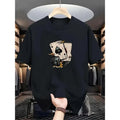 Men's Casual Black T-Shirt with Intricate Skull and Mechanical Design