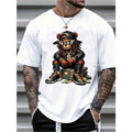 Men's Casual Cartoon Bear Print Short Sleeve Crew Neck T-Shirt, Summer Comfortable Casual Short Sleeve T-Shirt Made In...