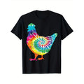 Men's Casual Cotton T-Shirt with Unique Chicken Print