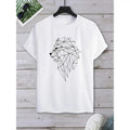 Men's Casual Crew Neck Short Sleeve T-shirt With Lion Print Made in USA Hoodie, Sweatshirt | GrindPrints.com